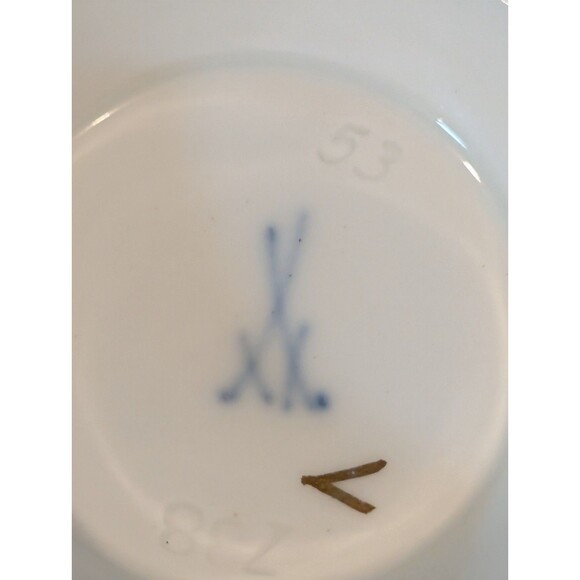 Meissen Green Ivy Sugar Bowl & Swan Handle Creamer – 19th/20th C – First Quality - Picture 12 of 16